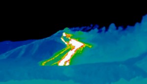 Etna: Immagine termografica della frattura. Fonte Ingv