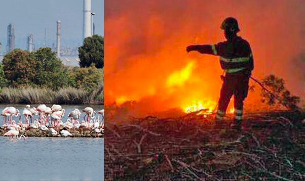 Saline Priolo, incendio nella riserva