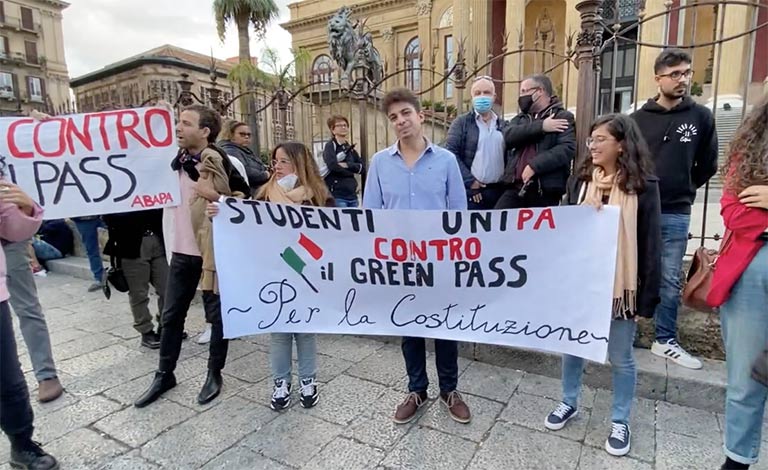 No Green Pass tornano in piazza a Palermo