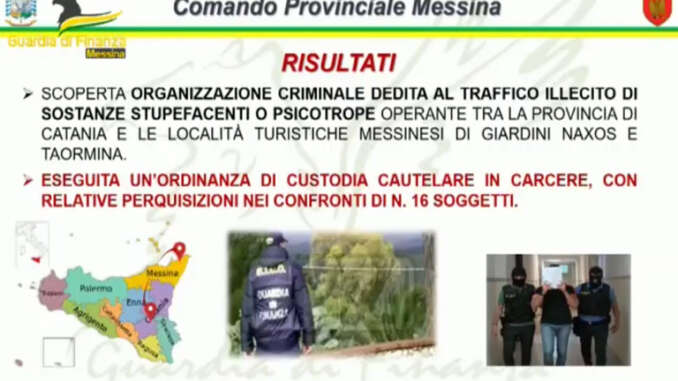 Traffico di droga tra Catania e Messina, 16 arresti