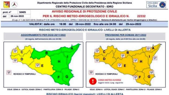 Maltempo in Sicilia, ecco le scuole chiuse