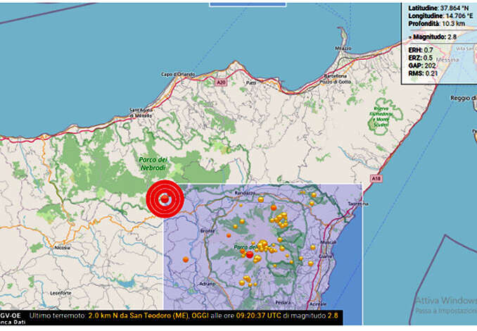 Terremoto in provincia di Catania